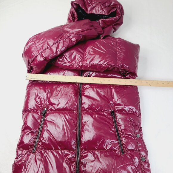 Michael Kors Women's Dark Ruby Red Hooded Padded Thermal Puffer Jacket Sz S - Picture 3 of 7